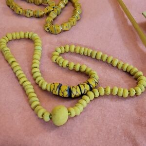 Vibrant Yellow Necklace; African trade beads. 